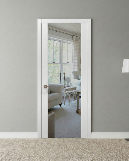 Ușă interior PL-01 – Design minimalist, eleganță maximă oglinda pe o parte plina pe partea opusa