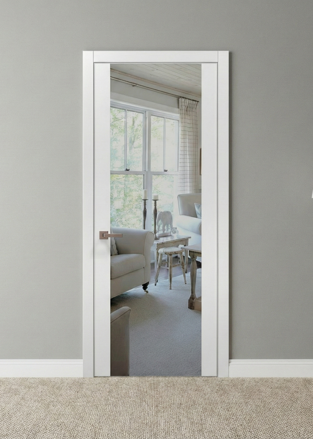 Ușă interior PL-01 – Design minimalist, eleganță maximă oglinda pe o parte plina pe partea opusa