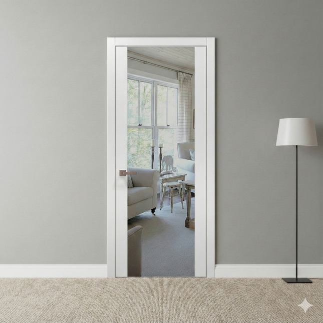 Ușă interior PL-01 – Design minimalist, eleganță maximă oglinda pe o parte plina pe partea opusa