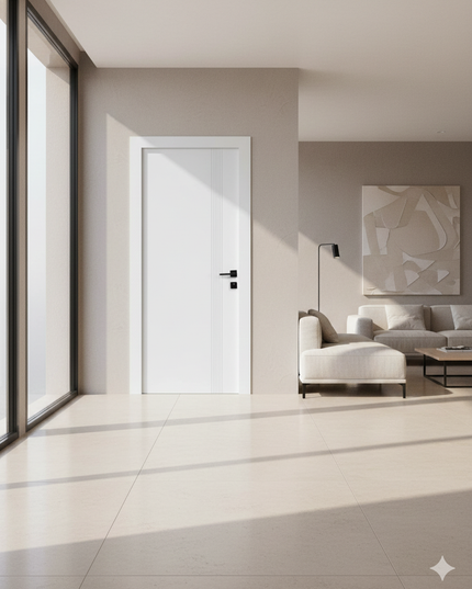 Ușă de interior albă JY-003 cu toc reglabil – stil modern minimalist, complet echipată, livrare rapidă