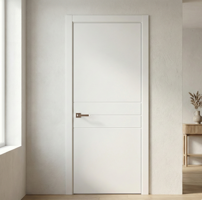 Ușă de interior ST-14 – Design minimalist cu trei linii decorative