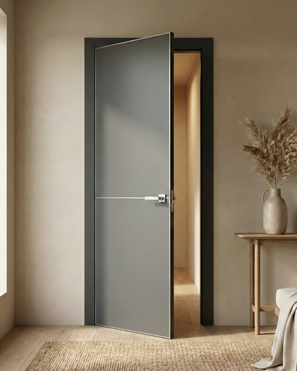 Ușă de interior PL-21 – design minimalist cu accent metalic