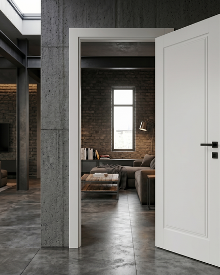 Ușă de interior albă JY-004 cu toc reglabil – design modern mat, complet echipată, livrare rapidă