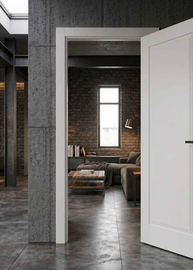 Ușă de interior albă JY-004 cu toc reglabil – design modern mat, complet echipată, livrare rapidă
