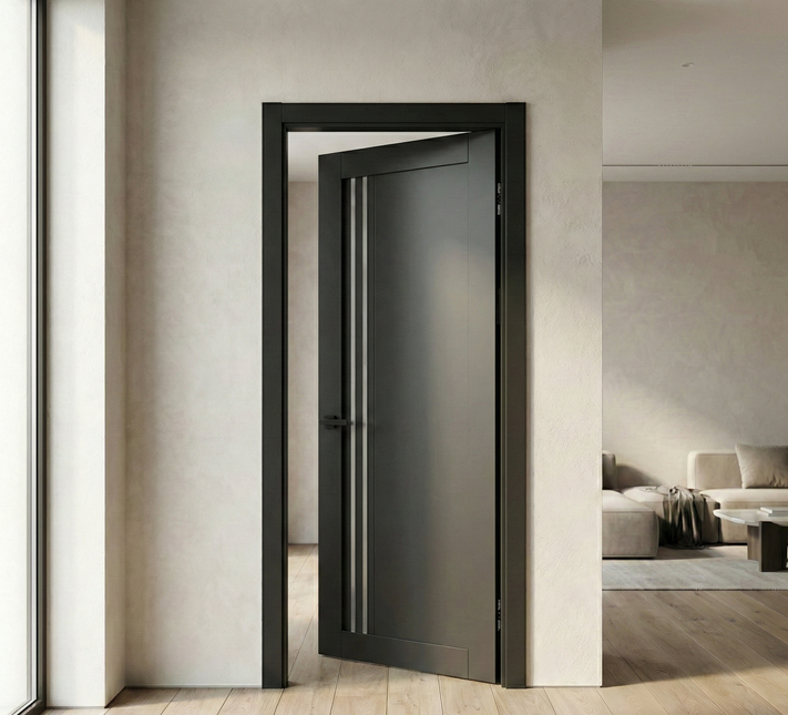 Ușă de interior T-09-cu inserții verticale din sticlă