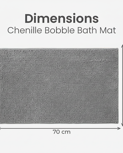 Covoraș baie din chenilia fină, strat antiderapant, 45×70 cm, Gri