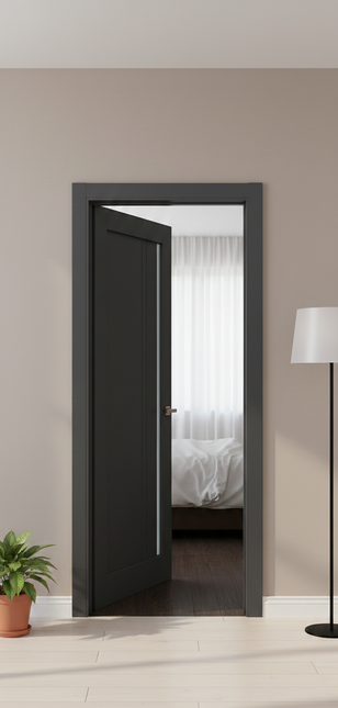 Ușă de interior ML-612 cu riflaj vertical și sticlă