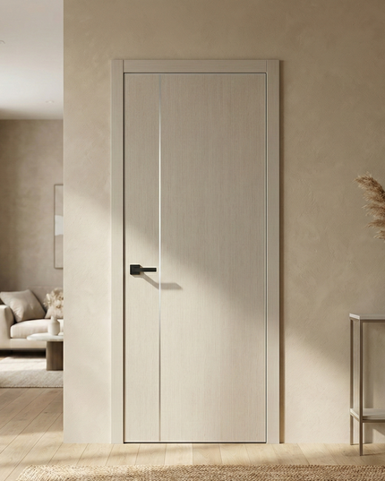 Ușă de interior PL-31 – design minimalist cu inserție verticală din aluminiu