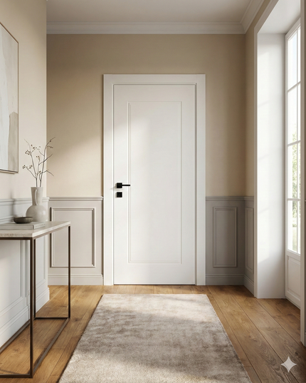 Ușă de interior albă JY-004 cu toc reglabil – design modern mat, complet echipată, livrare rapidă