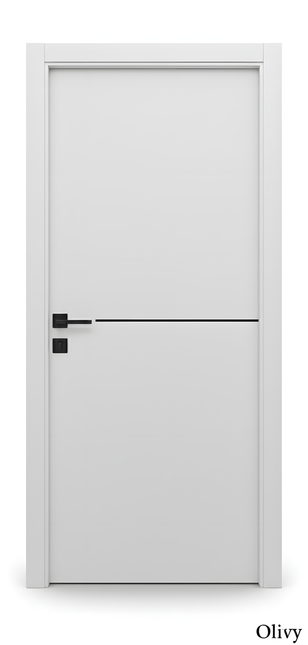 Ușă de interior JY-006 albă mată cu inserție neagră – model modern minimal | CasaDeco