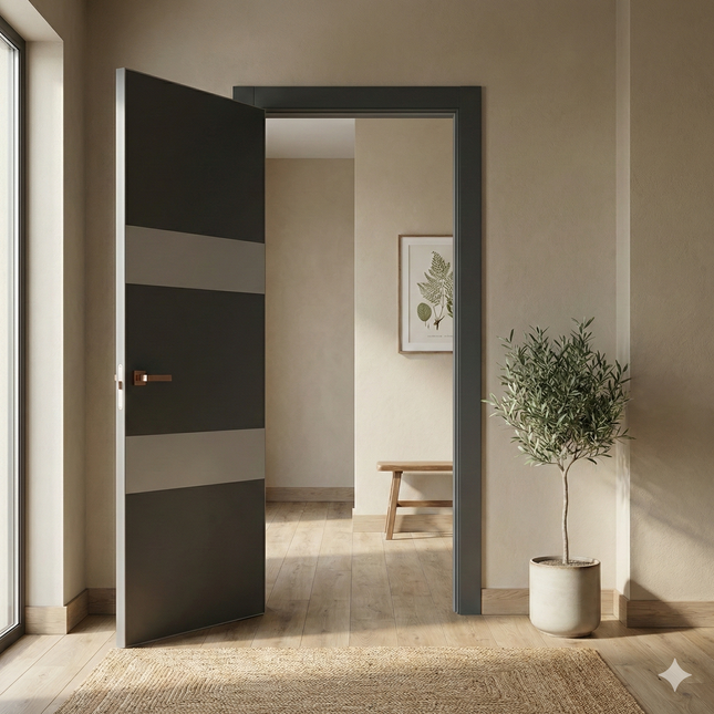 Ușă de interior PL-26 – design modern cu inserții din sticlă/oglindă aplicată
