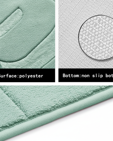 Covoraș baie cu inscripție BATH, antiderapant TRP, 45×75 cm, Verde menta