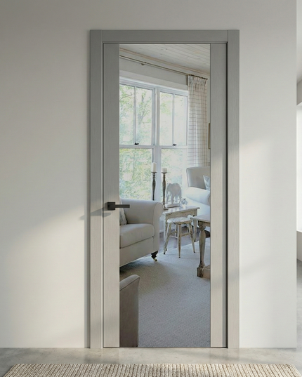 Ușă de interior PL-14 – design simetric cu oglindă/sticlă aplicată