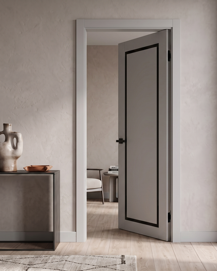 Ușă de interior T-18 cu chenar din sticlă, design modern elegant