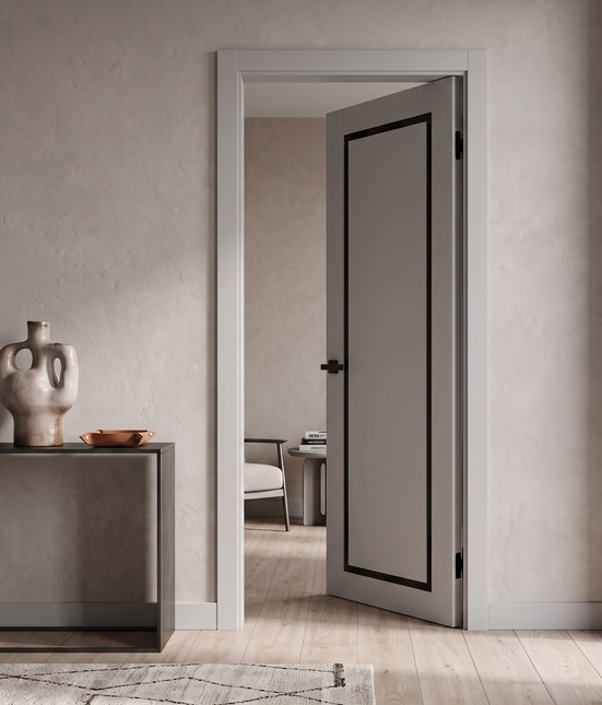 Ușă de interior T-18 cu chenar din sticlă, design modern elegant