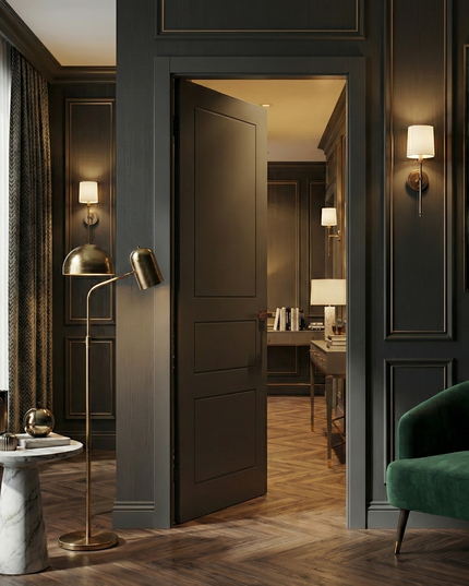 Ușă de interior ST-31 – 3 panouri gravate, design clasic reinterpretat