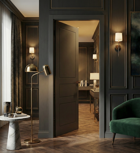 Ușă de interior ST-31 – 3 panouri gravate, design clasic reinterpretat