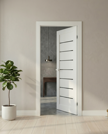 Ușă Deco 10 White Silk Mat-sticlă neagră