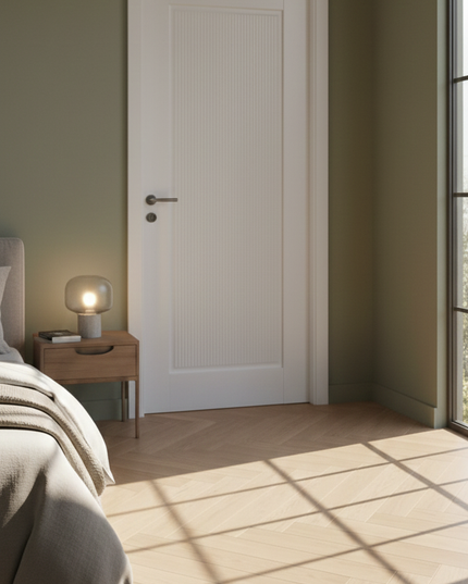 Ușă de interior albă mată riflată JY-AS 003