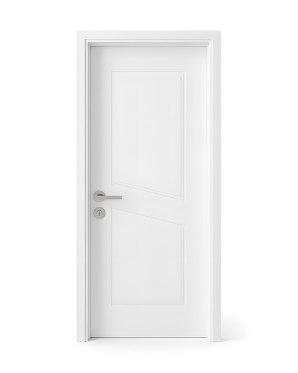 Ușă de interior albă cu panouri geometrice – design modern-clasic | CasaDeco