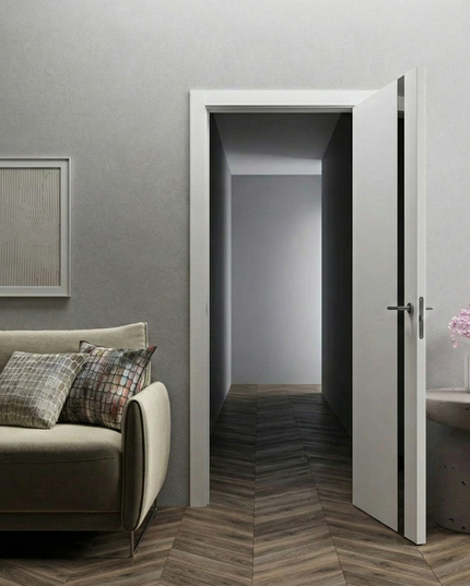 Ușă interior City White Silk Mat – cu sticlă neagră aplicată