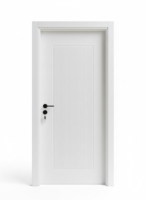 Ușă de interior albă cu panou riflat JY-DP 012 – design modern elegant | CasaDeco