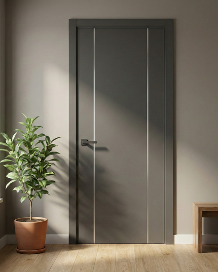 Ușă de interior PL-32 – design modern cu 2 inserții verticale din aluminiu