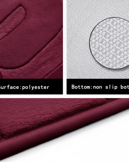 Covoraș baie cu inscripție BATH, antiderapant TRP, 45×75 cm, Burgundy