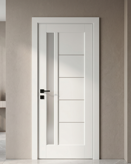 Ușă de interior albă cu sticlă satinată JY-AS-016