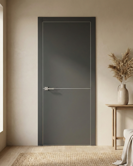 Ușă de interior PL-21 – design minimalist cu accent metalic