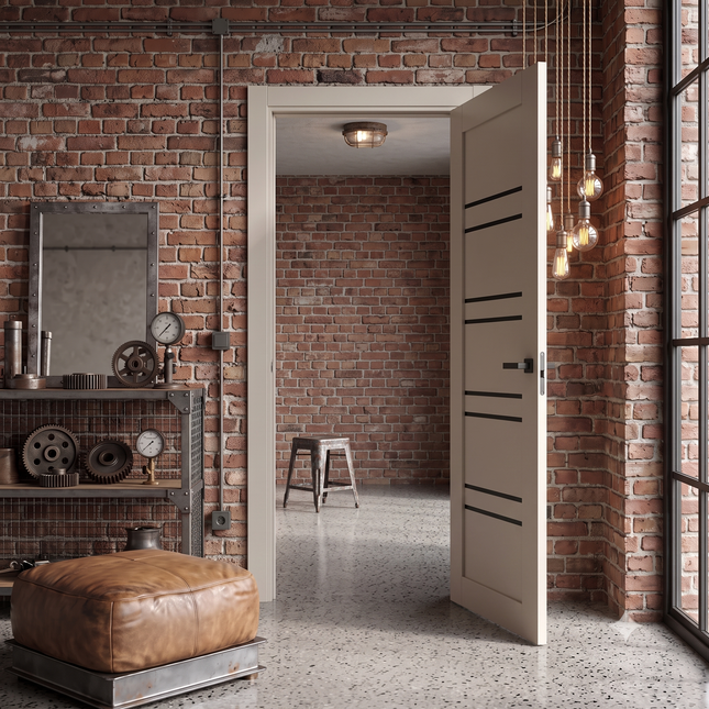 Ușă de interior T-01 cu inserții din sticlă – Design modern