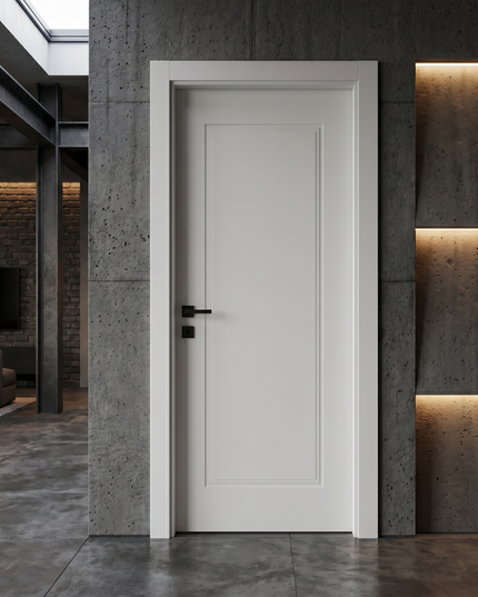 Ușă de interior albă JY-004 cu toc reglabil – design modern mat, complet echipată, livrare rapidă