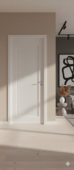 Ușă de interior albă mată riflată JY-AS 003
