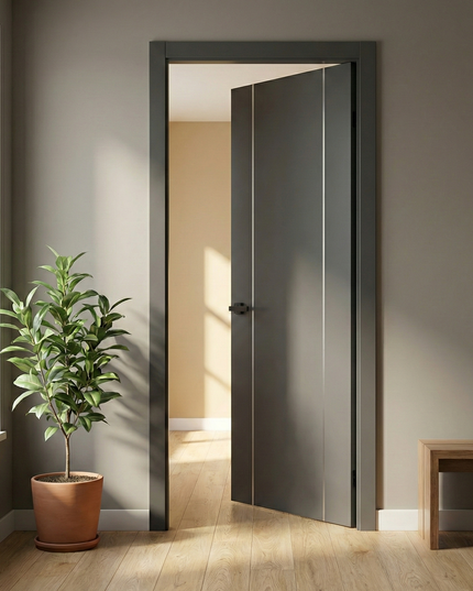 Ușă de interior PL-32 – design modern cu 2 inserții verticale din aluminiu