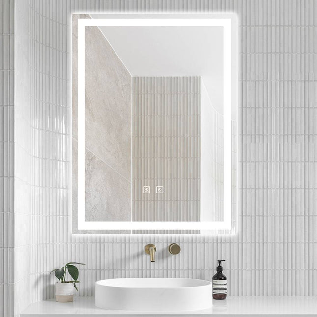 Oglindă LED H-1016 dreptunghiulară cu 3 nuanțe de lumină, anti-aburire și comutator tactil