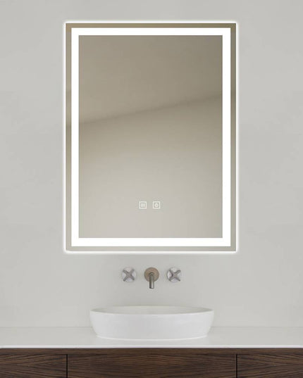 Oglindă LED H-1016 dreptunghiulară cu 3 nuanțe de lumină, anti-aburire și comutator tactil