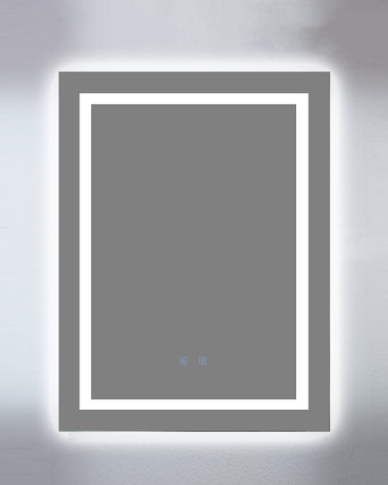 Oglindă LED H-1016 dreptunghiulară cu 3 nuanțe de lumină, anti-aburire și comutator tactil