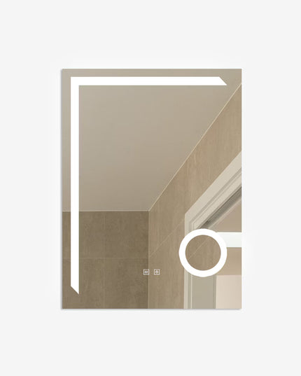 Oglindă LED Baie H-1041B cu Lupă Cosmetică, 3 Nuanțe Lumină, Anti-Aburire și Touch Control