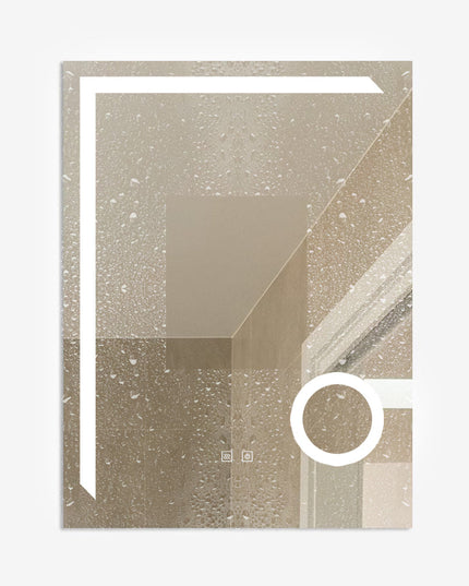 Oglindă LED Baie H-1041B cu Lupă Cosmetică, 3 Nuanțe Lumină, Anti-Aburire și Touch Control