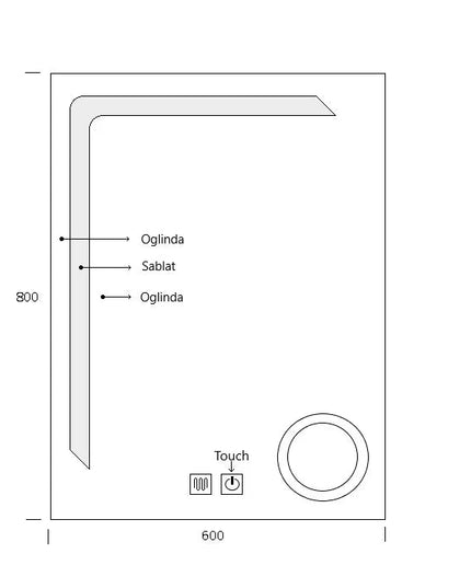 Oglindă LED Baie H-1041B cu Lupă Cosmetică, 3 Nuanțe Lumină, Anti-Aburire și Touch Control