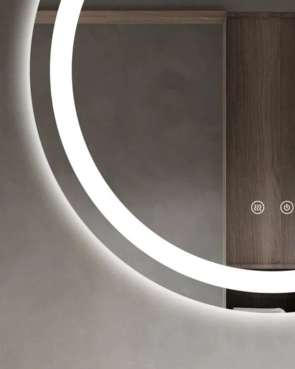 Oglindă baie LED H105 rotundă cu 3 lumini, anti-aburire și touch control