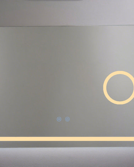 Oglindă Baie LED H-1083 Dreptunghiulară cu Lupă Cosmetică, 3 Funcții de Lumină, Anti-Aburire și Comutator Tactil