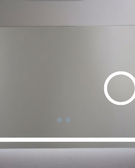 Oglindă Baie LED H-1083 Dreptunghiulară cu Lupă Cosmetică, 3 Funcții de Lumină, Anti-Aburire și Comutator Tactil