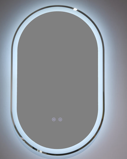 Oglindă baie LED 50x80 cm ovală, 3 nuanțe de lumină, dezaburire și touch control J-120-1