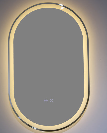 Oglindă baie LED 50x80 cm ovală, 3 nuanțe de lumină, dezaburire și touch control J-120-1