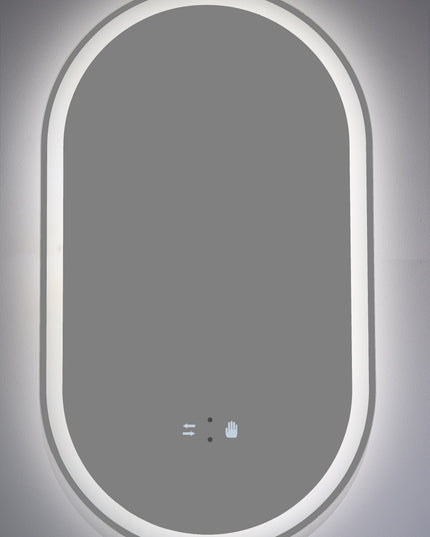 Oglindă baie LED 50x100 cm ovală, 3 nuanțe de lumină și senzor infraroșu J-120