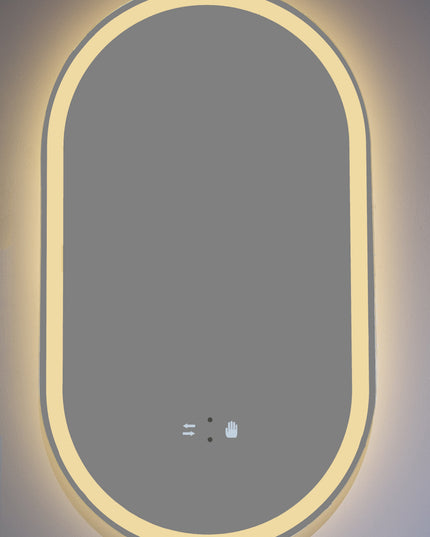 Oglindă baie LED 50x100 cm ovală, 3 nuanțe de lumină și senzor infraroșu J-120