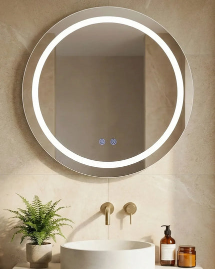 Oglindă baie LED ⌀60 cm rotundă, 3 nuanțe de lumină, dezaburire și touch control J-2011