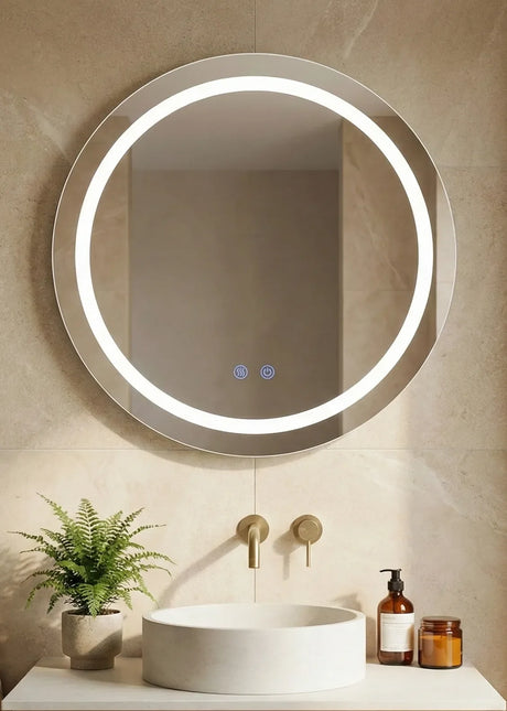 Oglindă baie LED ⌀60 cm rotundă, 3 nuanțe de lumină, dezaburire și touch control J-2011
