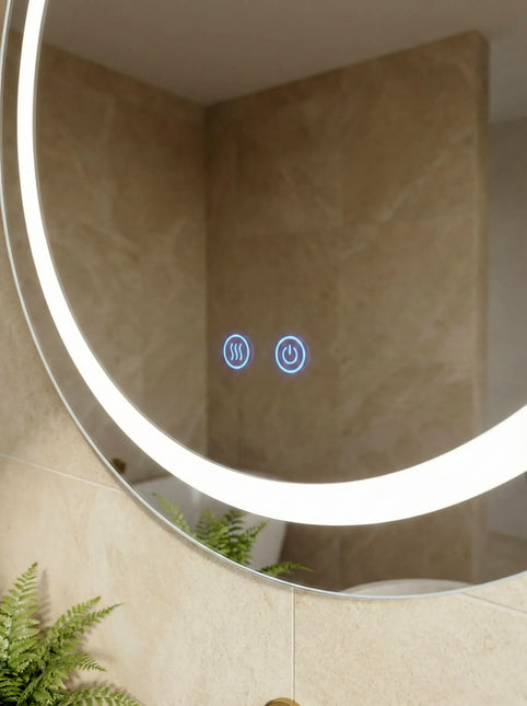 Oglindă baie LED ⌀60 cm rotundă, 3 nuanțe de lumină, dezaburire și touch control J-2011